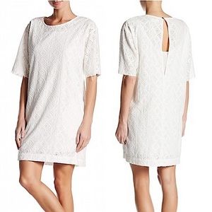 CURRENT ELLIOT white cotton eyelet short sleeve shift dress size 8 like new